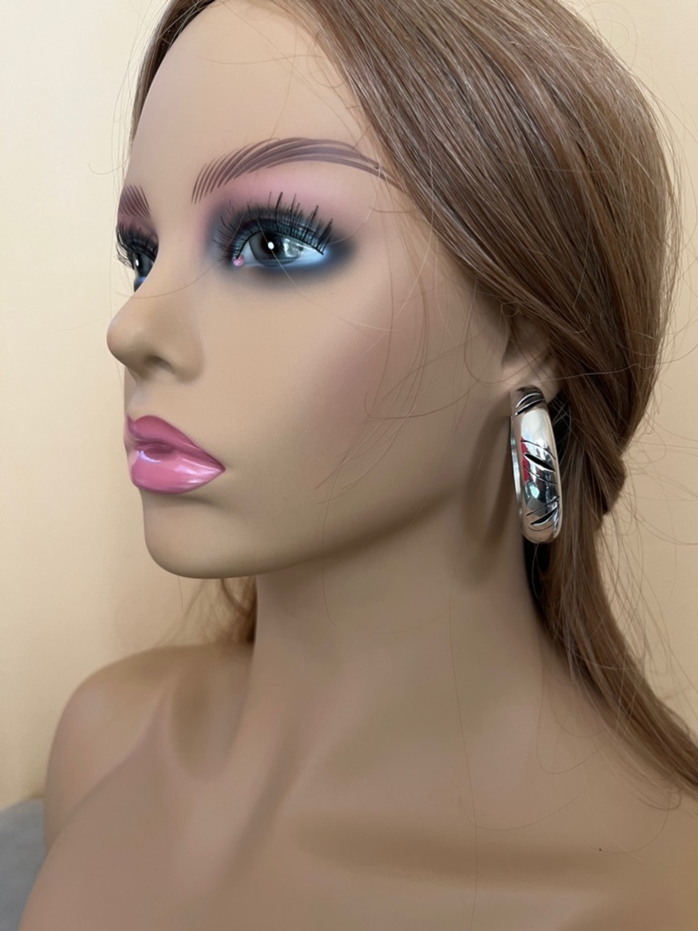 Unique Vintage Sterling Silver Hoop Earrings